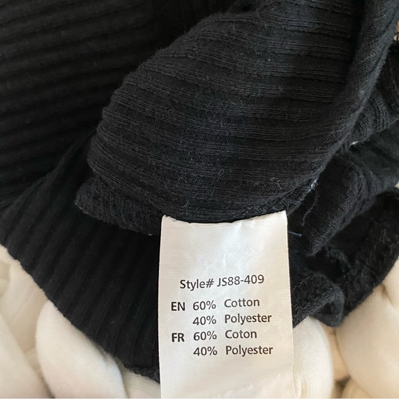 Revamped | Women’s Black Striped Plunge Ribbed Thong Bodysuit - Picture 4 of 4